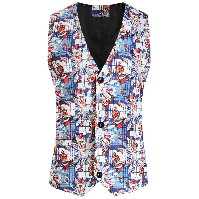 Men's Stylish Printed Vest #MJ641 - Vests | Multicolour / M