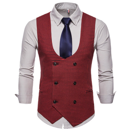 Men's Classic Houndstooth Vest #25061136 - Vests | Burgundy / S