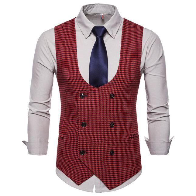 Men's Classic Houndstooth Vest #25061136 - Vests | Burgundy / S