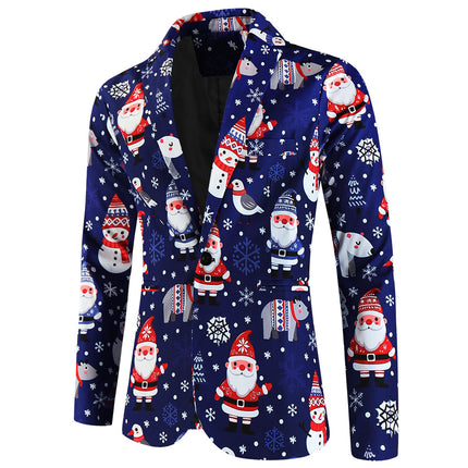 Men's Christmas Print Blazer #X657 - Blazers | Multicolour / M