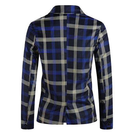 Men's Classic Plaid Suit #2TZ6021 - Suits | Blue Plaid / M