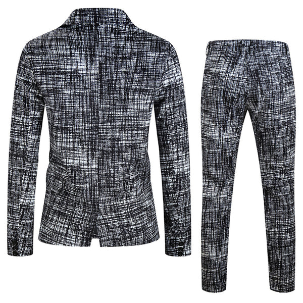 Men's Textured Grid Print Suit #2TZ314