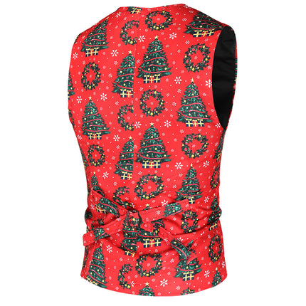 Men's Christmas Print Vest #MJ35 - Suits | Red / M