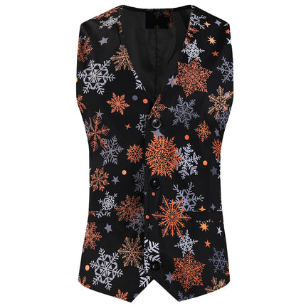 Men's Snowflake Print Vest #MJ659 - Vests | Multicolour / M