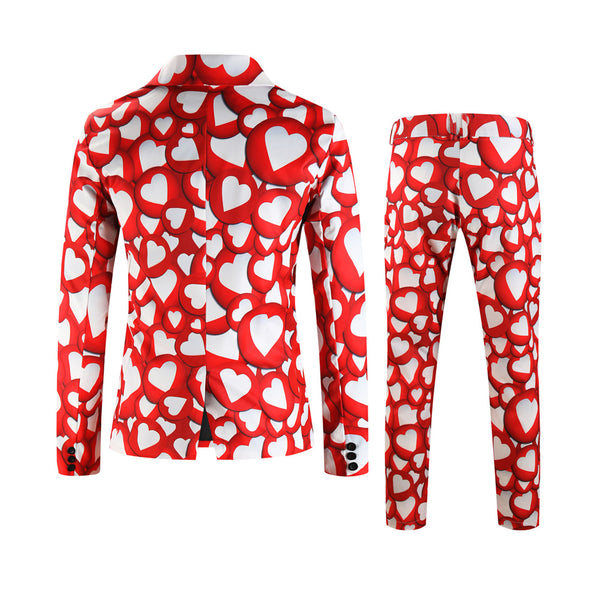 Men's Multi-color Heart Print Suit #2TZ-XX237