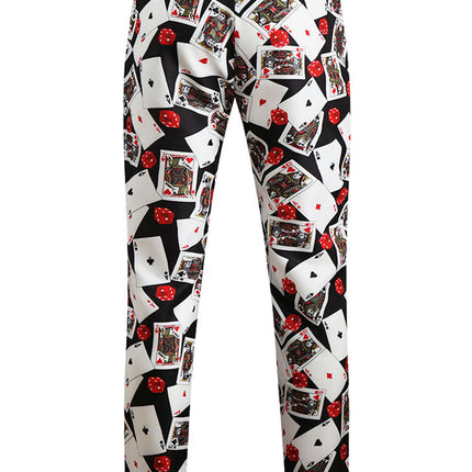Black Poker Print Trousers - Pants | Multicolor / M