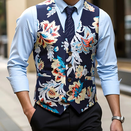 Men's Floral Print Vest #25061767 - Vests | Black / S