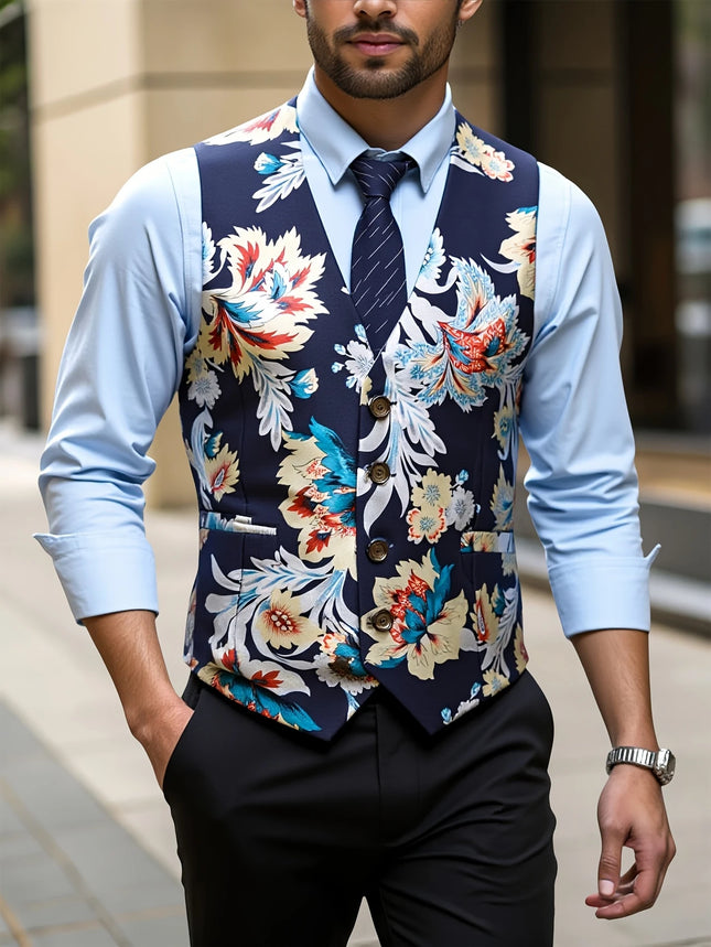Men's Floral Print Vest #25061767 - Vests | Black / S