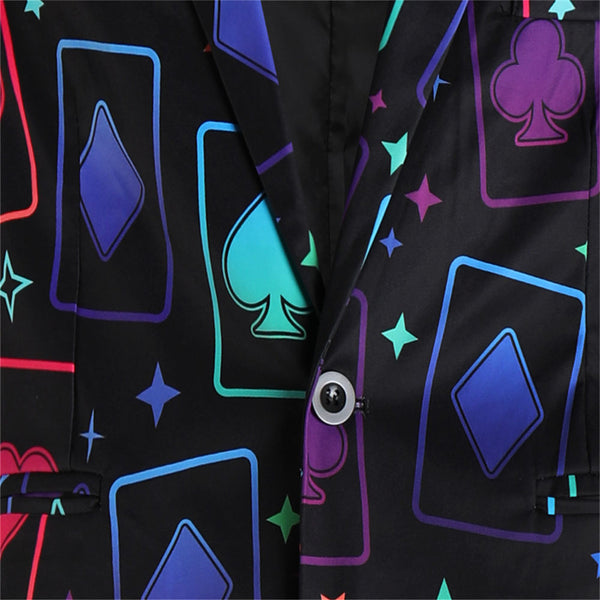 Men's Vibrant Poker Print Blazer #X1207