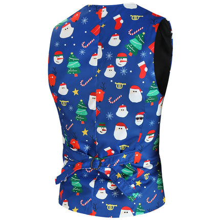 Men's Christmas Printed Vest Suit #2TZMK639 - Suits | Blue / M
