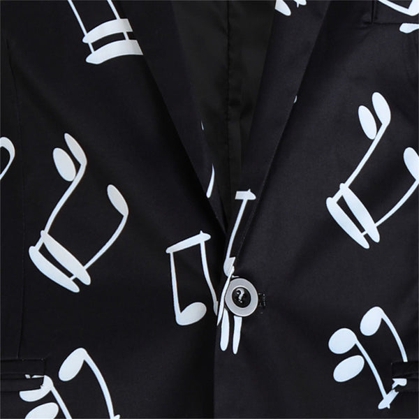Men’s Music Print Blazer #X198