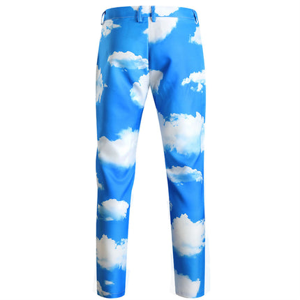 Men's Sky Cloud Print Suit Set – Unique Blue Party Blazer & Pants for Bold Style - Suits | Blue / M