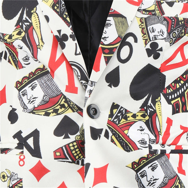 Men's Poker Print Suit #2TZ140