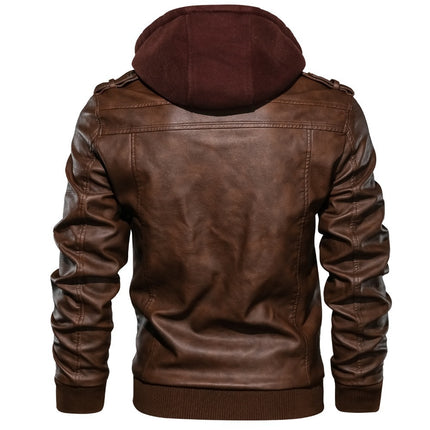 Men's Hooded Motorcycle Jacket #25061246 - | Dark Gray / S