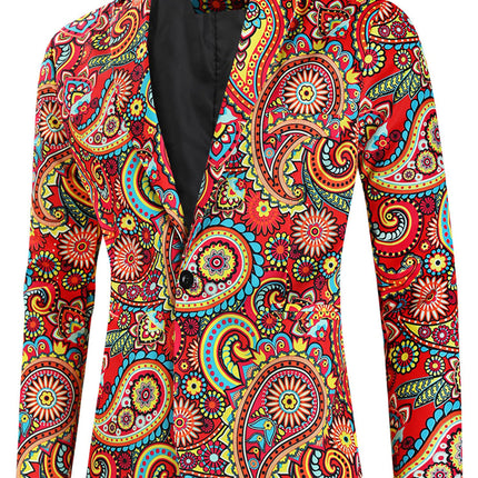 Vibrant Paisley Suit for Men – Retro Colorful Party Three-piece Set - | Picture / M