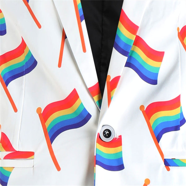 Men's Rainbow Flag Print Blazer #X1900