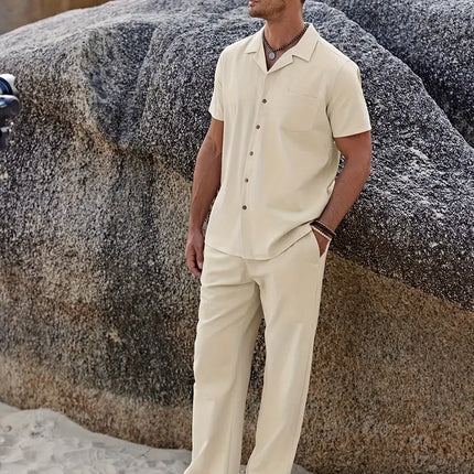 Men's 2pcs Linen Set #25061349 - | White / S