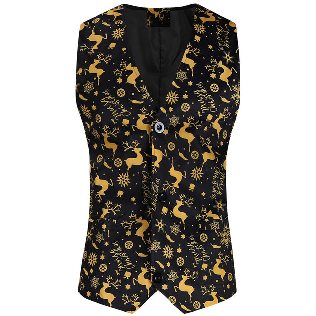 Men's Christmas Printed Vest #MJ631 - Vests | Multicolour / M