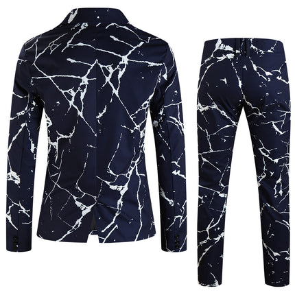Men's Print Suit #2TZ2502 - Suits | Black / M