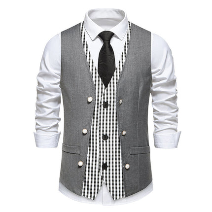 Men's Faux Two-Piece Vest #25062393 - | Light Grey / S