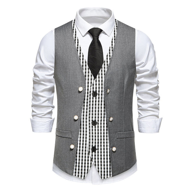 Men's Faux Two-Piece Vest #25062393 - | Light Grey / S