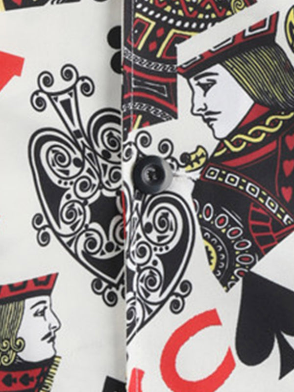 Men's Poker Print Vest Suit
