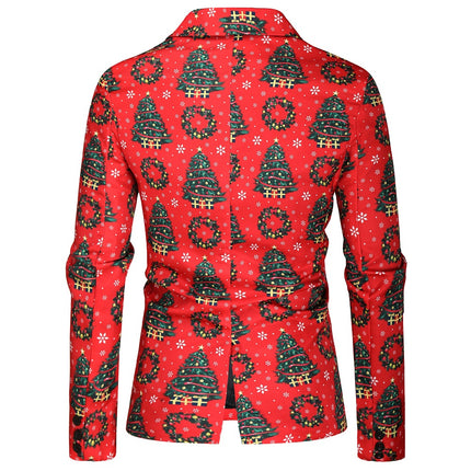Men's Christmas Print Blazer #X35 - Blazers | Red / M