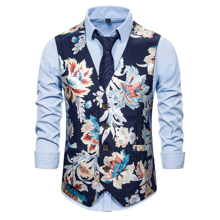 Men's Floral Print Vest #25061767 - Vests | Navy Blue / S