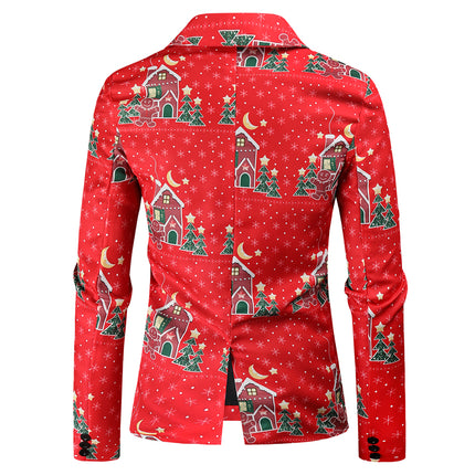 Men's Christmas Printed Suit #2TZ48 - Suits | Burgundy / M