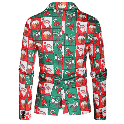 Men's Christmas Print Blazer #X37 - Blazers | Red / M