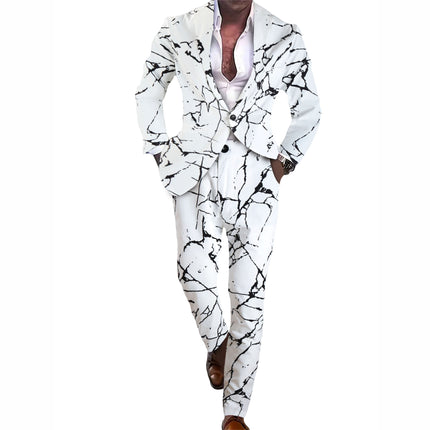 Men's Print Suit #2TZ2502 - Suits | Black / M
