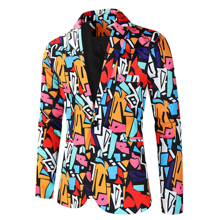 Men's Colorful Graffiti Fashion Suit Set (Blazer + Pants) - Suits | Multicolour / M