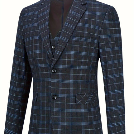 Men's 3pcs Plaid Suit #25061771 - Suits | Blue / XS