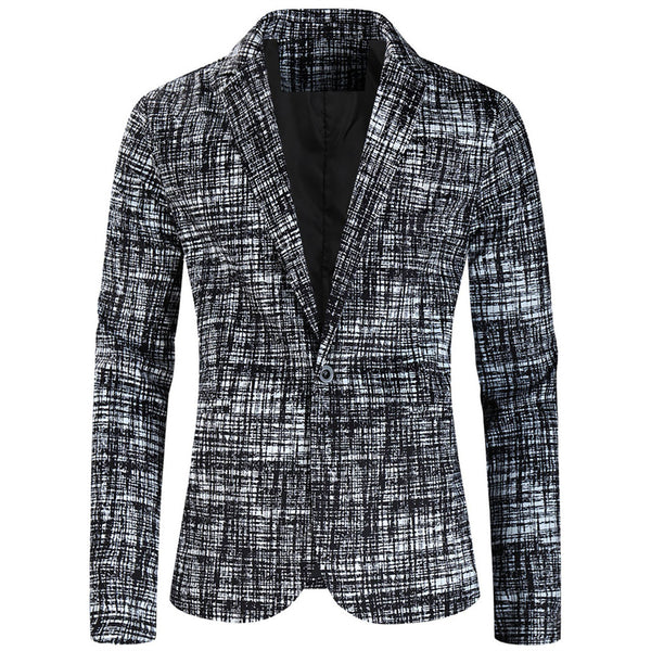 Men's Textured Grid Print Suit #2TZ314