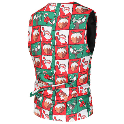Men's Christmas Print Vest #MJ37 - Vests | Multicolour / M