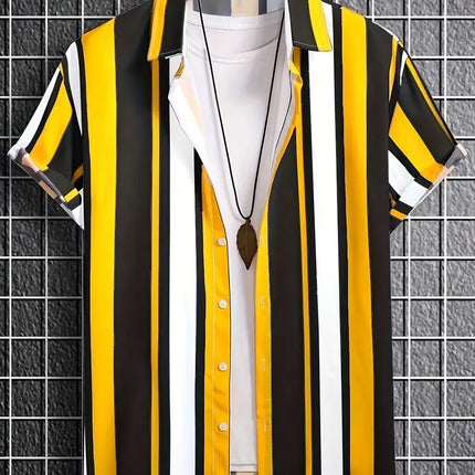 Men's Striped Print Shirt #25061023 - | Color3 / S