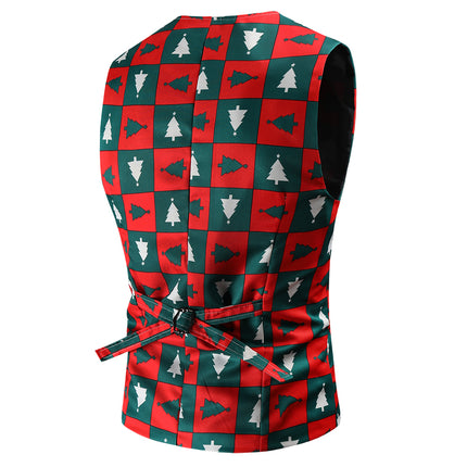 Men's Christmas Printed Vest Suit #2TZMK43 - Suits | Multicolour / M