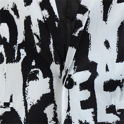 Men's Artistic Print Blazer #X335 - Blazers | Black / M