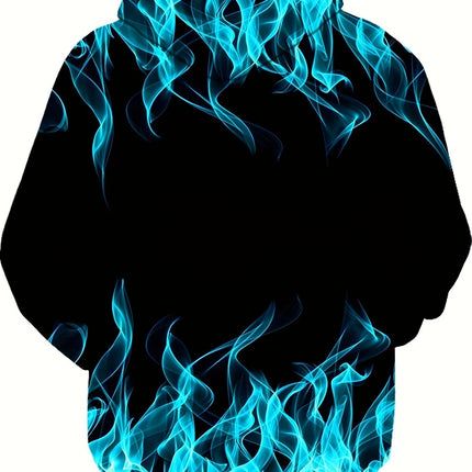 Men's Flame Print Hoodie #25703041 - | Cyan / S