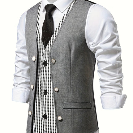 Men's Faux Two-Piece Vest #25062393 - | Light Grey / S