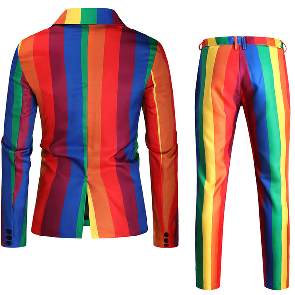 Men's Rainbow Stripe Suit #2TZ142