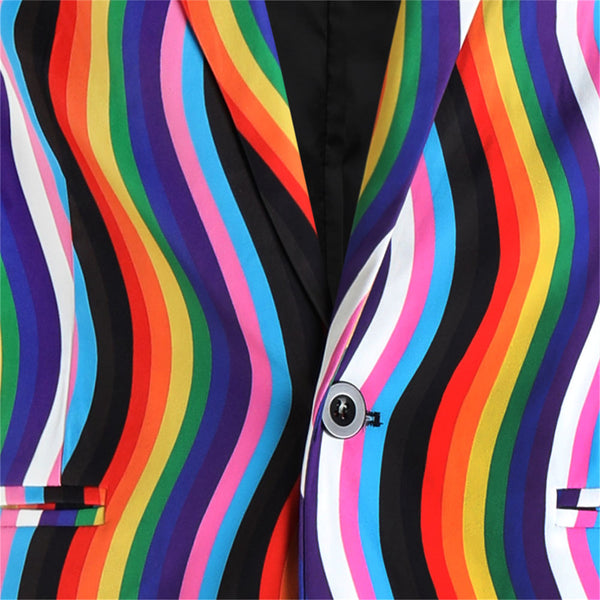 Men's Color Striped Print Blazer #X1904