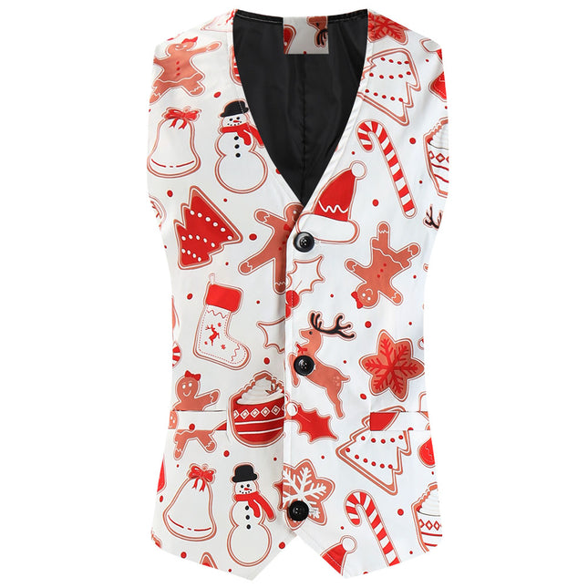 Men's Christmas Printed Vest Suit #2TZMK654 - Suits | Multicolour / M