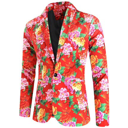 Men's Vivid Floral Blazer #X901 - Blazers | Multicolour / M