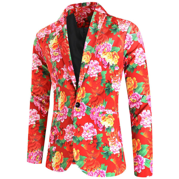 Men's Vivid Floral Blazer #X901
