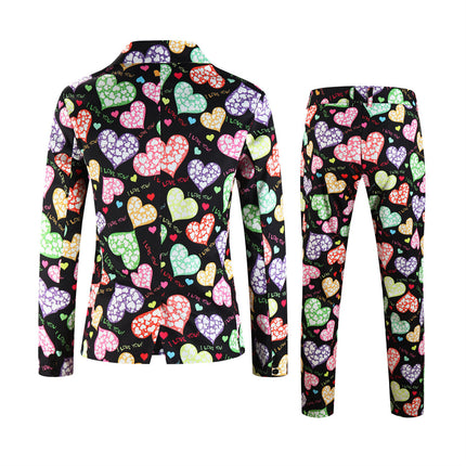 Men's Colorful Heart Print Suit #2TZ-XX236 - Suits | Multicolour / M