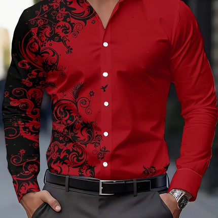 Men's Fashion Print Shirt #25625016 - | Red / S