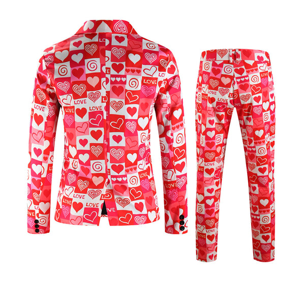 Men's Heart Print Suit #2TZ-XX235