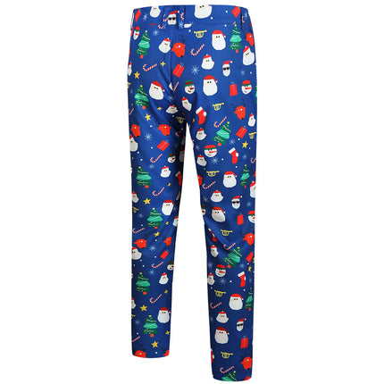 Men's Christmas Printed Vest Suit #2TZMK639 - Suits | Blue / M