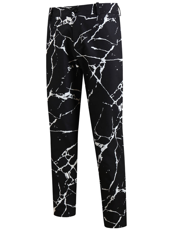 Black Casual Lightning-Print Men's Pants